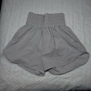 Nike Dri Fit Running Shorts Small Gray Smocked Waist Athletic Lined